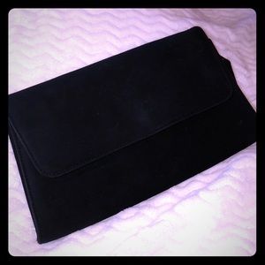 Vintage Sueded Clutch Black Purse